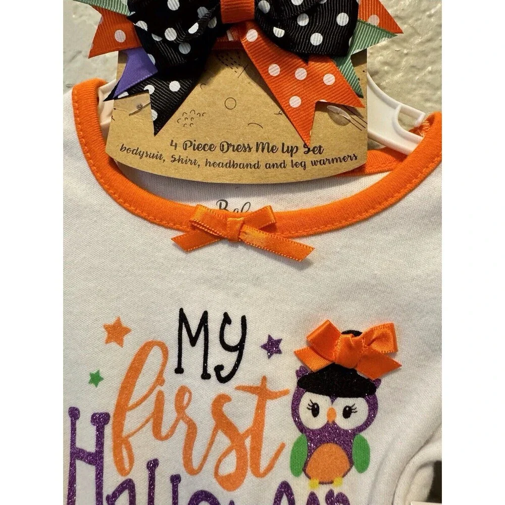 NWT Baby Girl My First Halloween 4-PC Outfit/Set BABY ESSENTIALS BRAND Size 6M